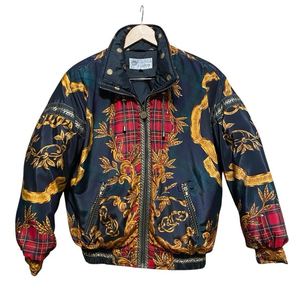 Vintage J. Gallery Down Royal Print Puffer Jacket - Picture 1 of 7